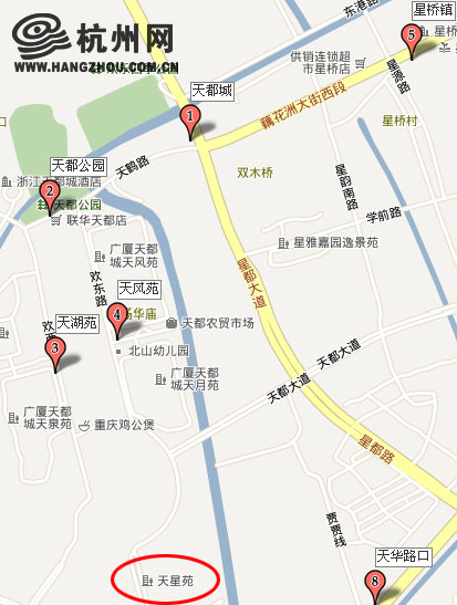 371路公交线路图,天都城到大关小区方向.