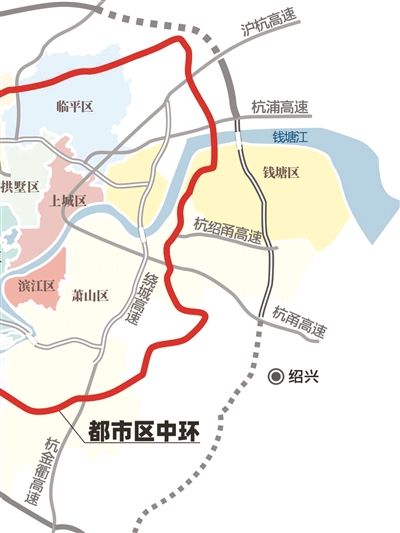杭州中环“东半环” 跨过了刚刚通车的杭绍甬高速