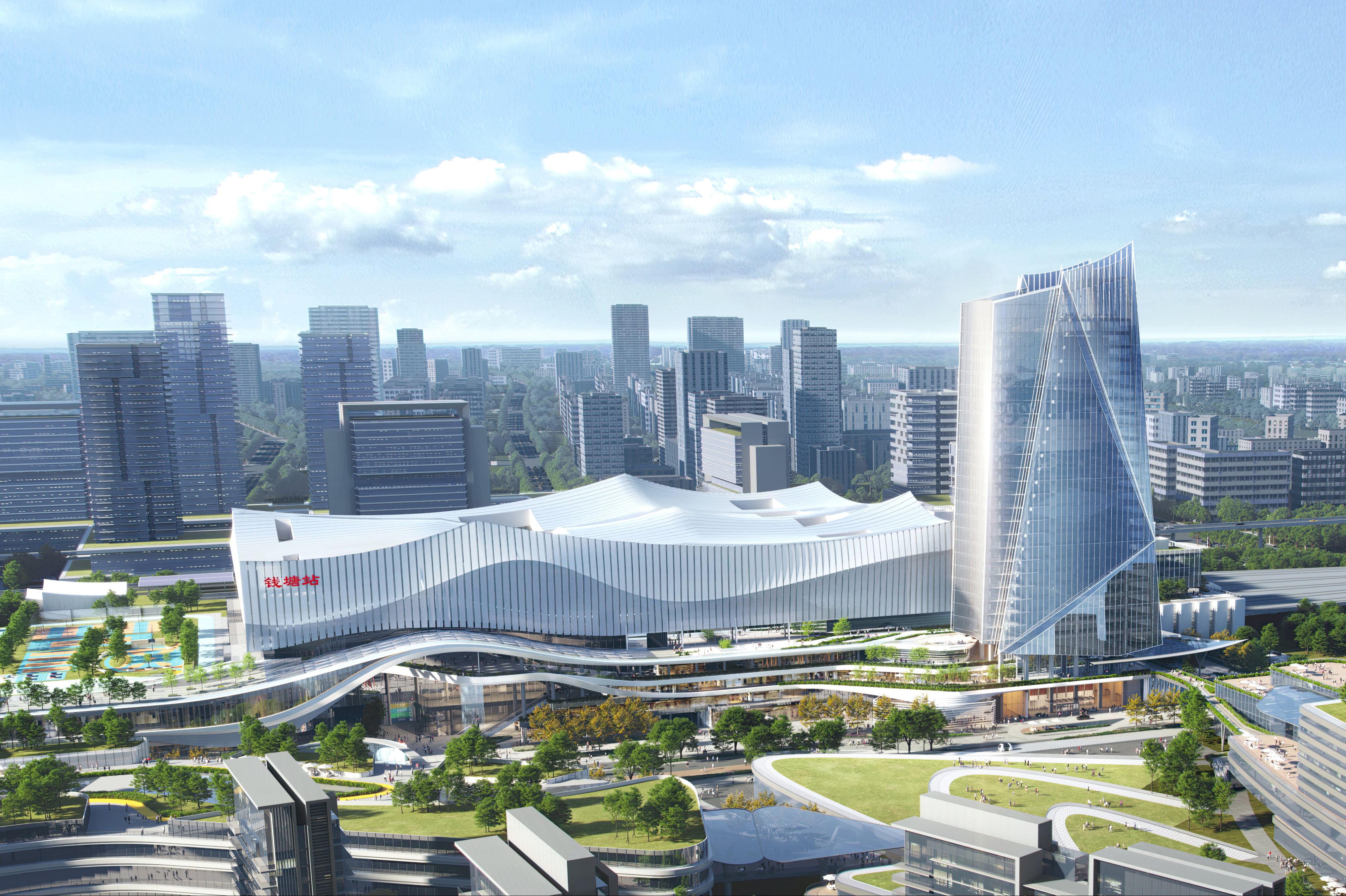 杭州钱塘枢纽正立面效果图